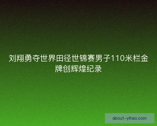 刘翔勇夺世界田径世锦赛男子110米栏金牌创辉煌纪录