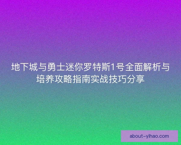 地下城与勇士迷你罗特斯1号全面解析与培养攻略指南实战技巧分享